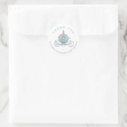 Princess Cinderella Carriage | Girl Baby Shower Classic Round Sticker