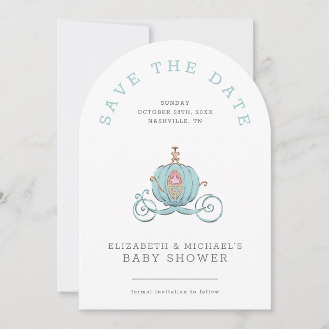 Princess Cinderella Carriage | Girl Baby Shower Save The Date (Front)