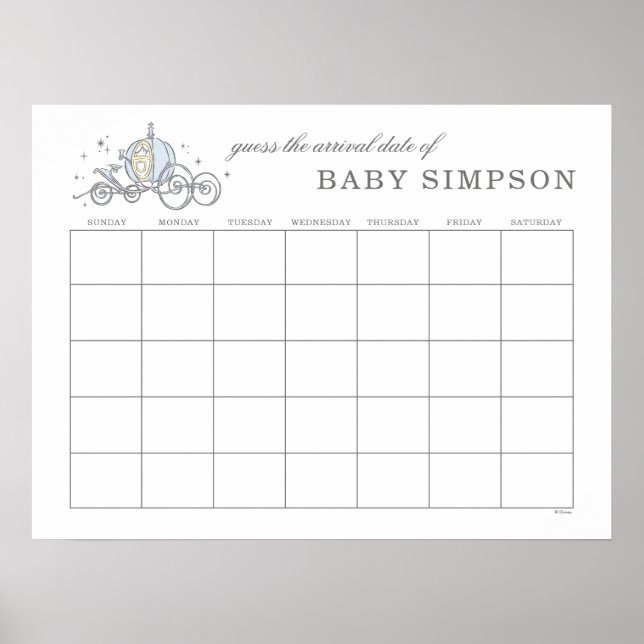 Princess Cinderella Carriage | Guess the Due Date Poster (Front)
