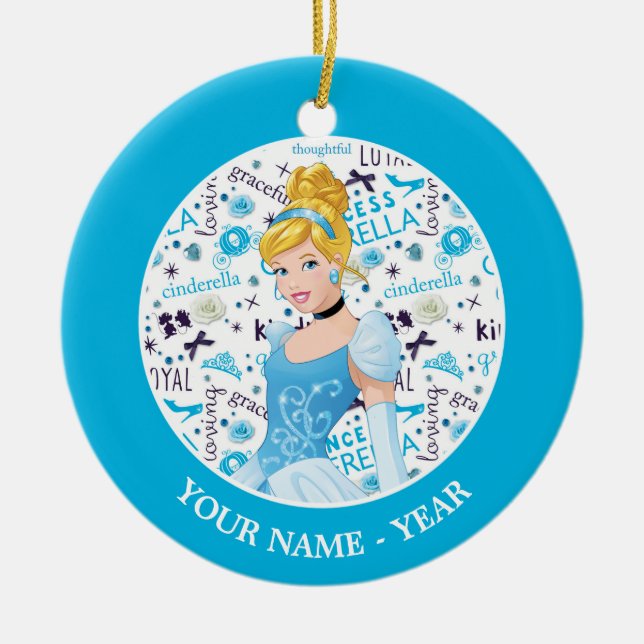 Princess Cinderella | Cinderella Add Your Name Ceramic Ornament (Front)