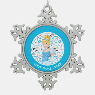 Princess Cinderella   Cinderella Add Your Name Snowflake Pewter Christmas Ornament