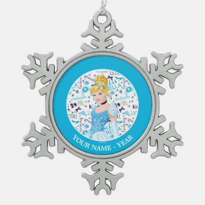Princess Cinderella | Cinderella Add Your Name Snowflake Pewter Christmas Ornament