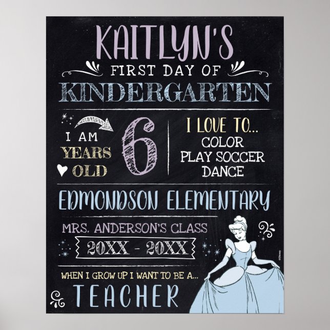 Princess Cinderella | First or Last Day of School Poster (Front)