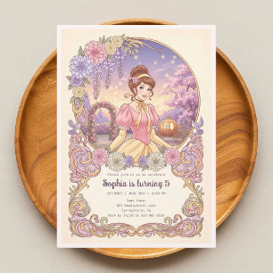 Princess Cinderella Floral Birthday Invitation