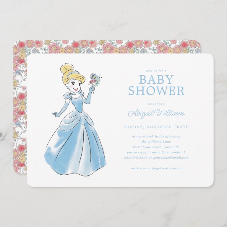 Princess Cinderella | Floral Girl Baby Shower Invitation