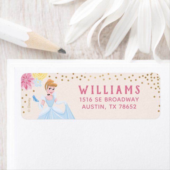Princess Cinderella | Floral Gold Confetti Label (Insitu)