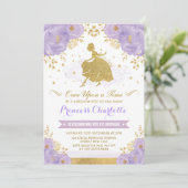 Princess Cinderella Purple Gold Floral Birthday Invitation (Standing Front)