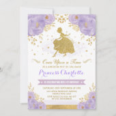 Princess Cinderella Purple Gold Floral Birthday Invitation (Front)