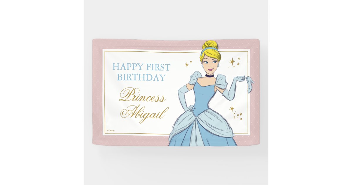 Princess Cinderella | Watercolor Birthday Banner | Zazzle