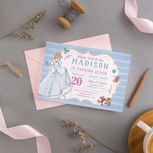 Princess Cinderella   Watercolor Birthday Invitation