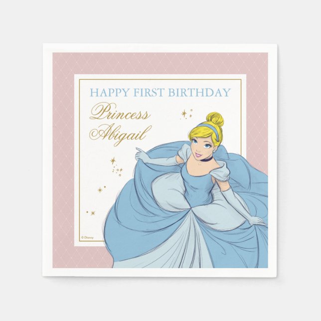 Princess Cinderella | Watercolor Birthday Napkins (Front)