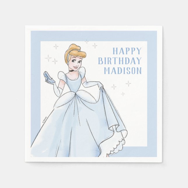 Princess Cinderella | Watercolor Birthday Napkins (Front)