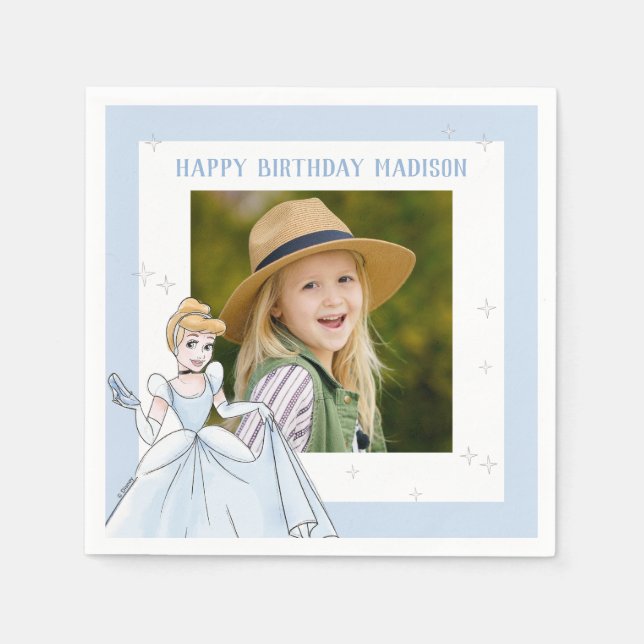 Princess Cinderella | Watercolor Birthday Napkins (Front)