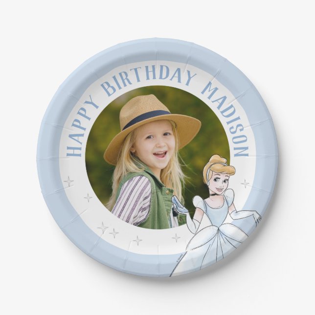 Princess Cinderella | Watercolor Birthday Paper Plates (Front)
