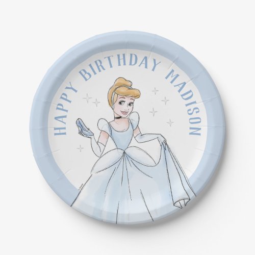 Princess Cinderella  Watercolor Birthday Paper Plates