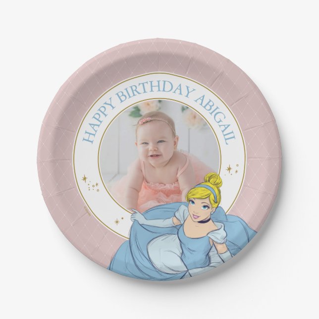 Princess Cinderella | Watercolor Birthday Paper Plates (Front)