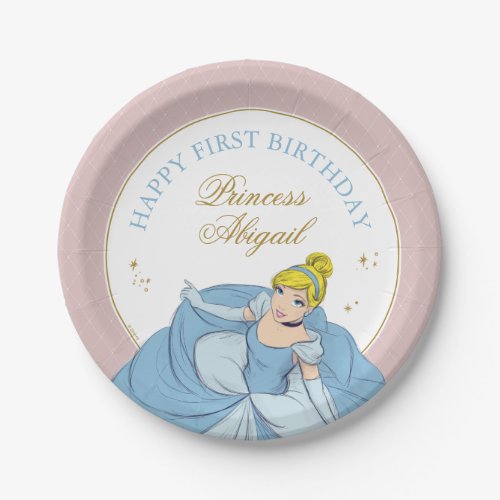 Princess Cinderella  Watercolor Birthday Paper Plates