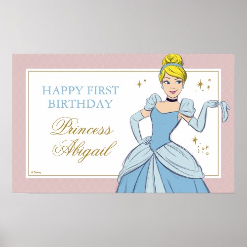 Princess Cinderella  Watercolor Birthday Poster