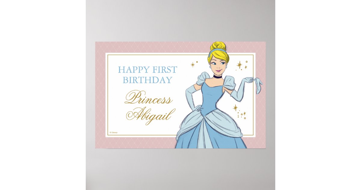 Princess Cinderella | Watercolor Birthday Poster | Zazzle