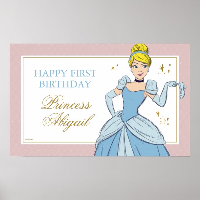 Princess Cinderella | Watercolor Birthday Poster (Front)
