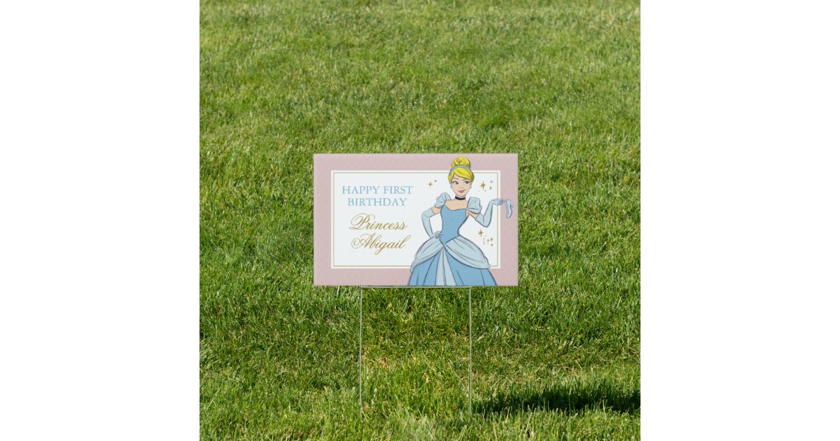Princess Cinderella | Watercolor Birthday Sign | Zazzle