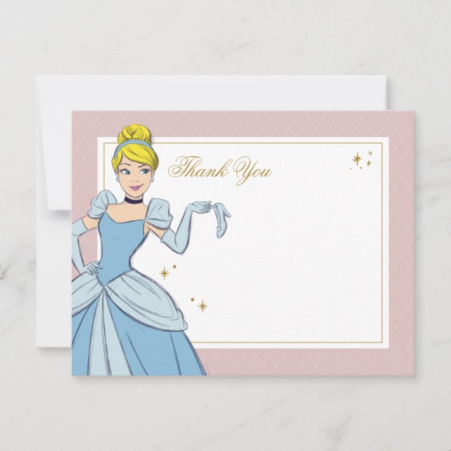Princess Cinderella | Watercolor Birthday Thank You Card (Front)