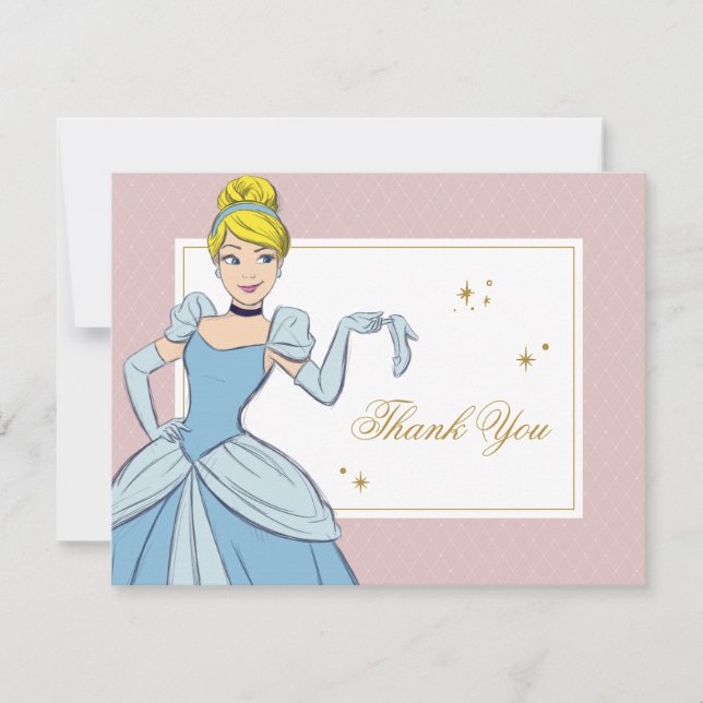 Princess Cinderella | Watercolor Birthday Thank You Card (Front)