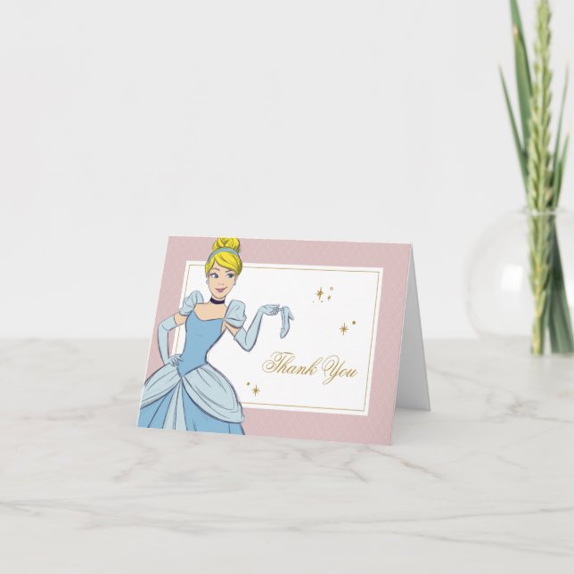 Princess Cinderella | Watercolor Birthday Thank You Card (Front)