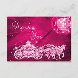 Princess Coach & Horses & Disco Ball Thank You Card