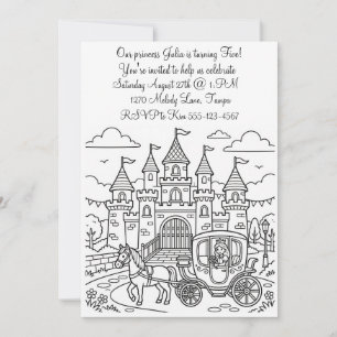 Princess Coloring Birthday Party Digital Download  Invitation