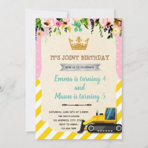 Princess construction joint party invitation