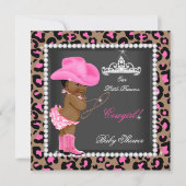 Princess Cowgirl Baby Shower Pink Brown Ethnic Invitation (Front)