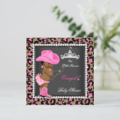 Princess Cowgirl Baby Shower Pink Brown Ethnic Invitation (Standing Front)