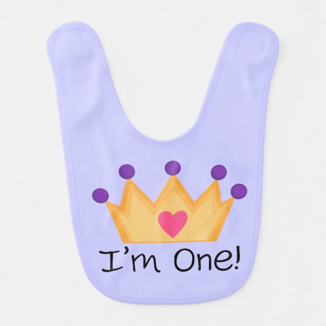 Princess Crown 1st Birthday Bib (Front)