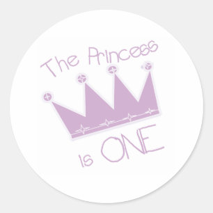 Princess Crown 1st Birthday Classic Round Sticker