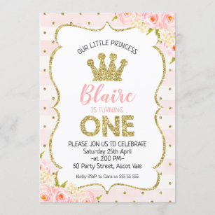 princess 1st birthday invitations zazzle
