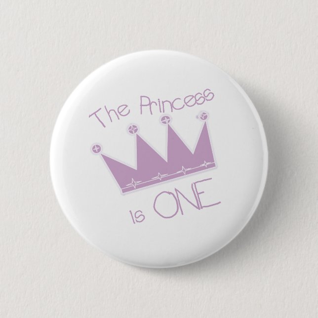 Princess Crown 1st Birthday Pinback Button (Front)