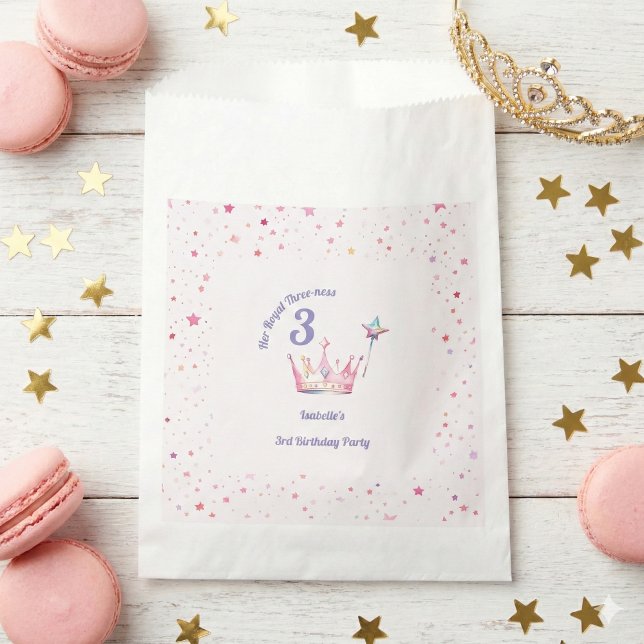 Princess Crown 3rd Birthday Royal Threeness Favor Bag (Creator Uploaded)