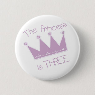 Princess Crown 3rd Birthday Tshirts and Gifts Button
