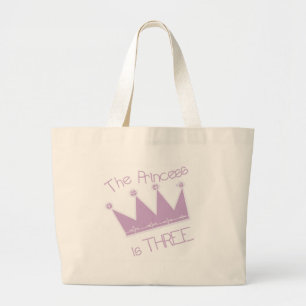 Princess Crown 3rd Birthday Tshirts and Gifts Large Tote Bag