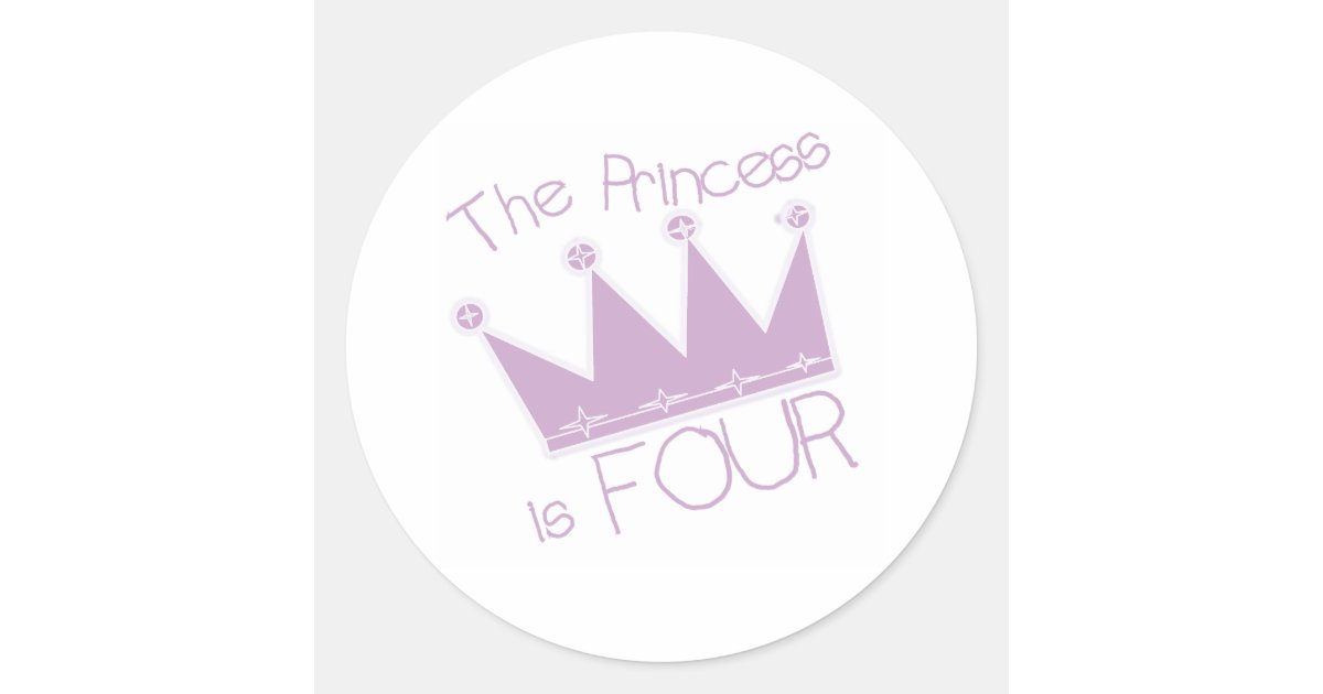 Princess Crown 4th Birthday Classic Round Sticker | Zazzle