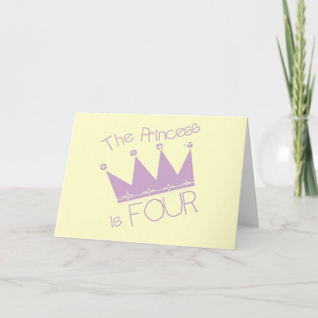 Princess Crown 4th Birthday Tshirts Card (Front)