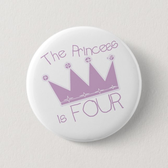 Princess Crown 4th Birthday Tshirts Pinback Button (Front)