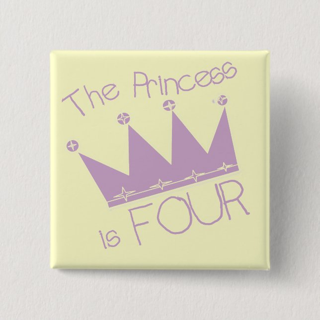 Princess Crown 4th Birthday Tshirts Pinback Button (Front)