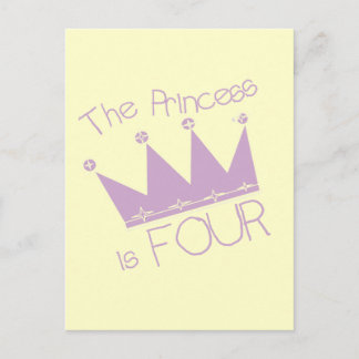 Princess Crown 4th Birthday Tshirts Postcard