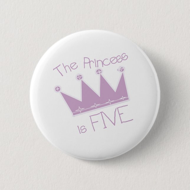 Princess Crown 5th Birthday Pinback Button (Front)