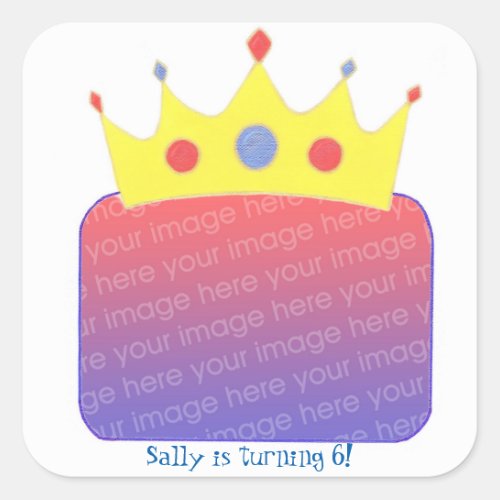 Princess Crown Add Photo Birthday Stickers