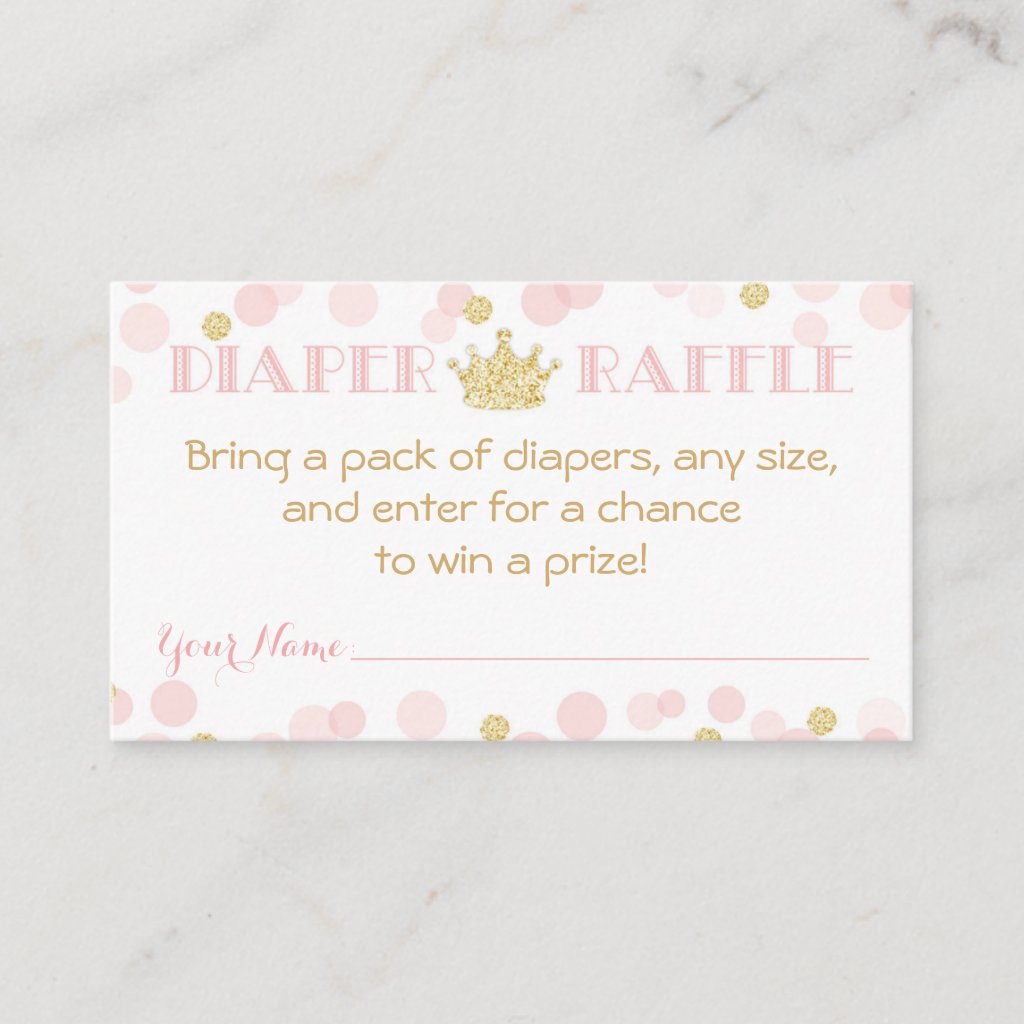 Princess Crown Baby Shower Diaper Raffle Ticket Enclosure Card