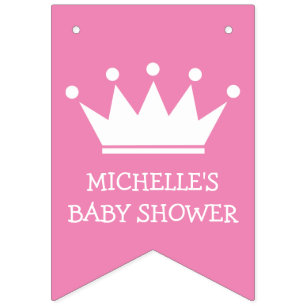 Princess crown baby shower party bunting banner