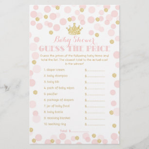 Princess Crown Baby Shower price Game pink & gold Flyer
